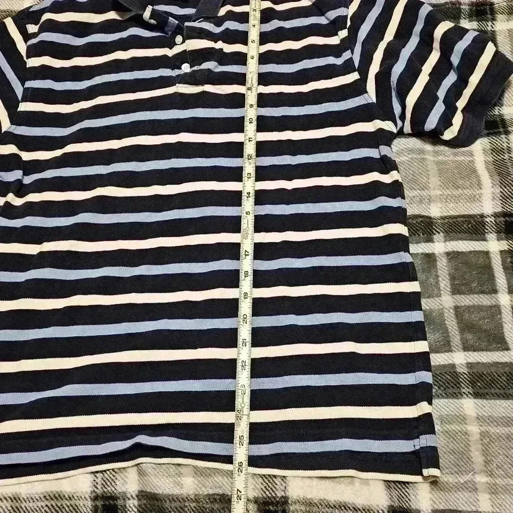 Consensus sportswear large blue and white stripes polo 100% cotton - Picture 4 of 6